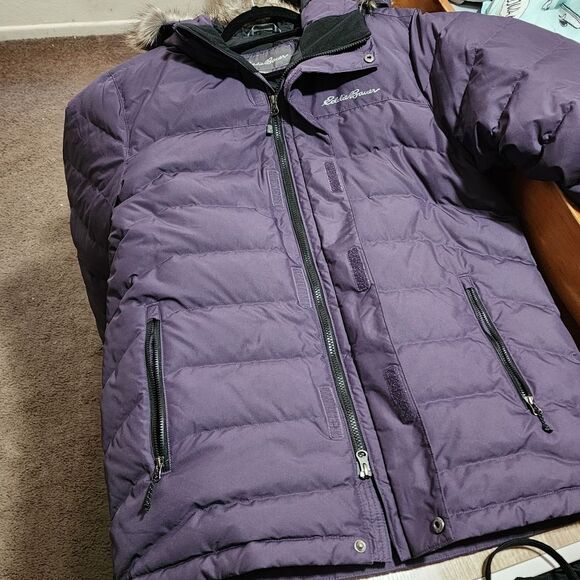 Men's Eddie Bauer Boundary Pass Down Purple Parka Puffer Jacket Size Large L NEW - Picture 8 of 16